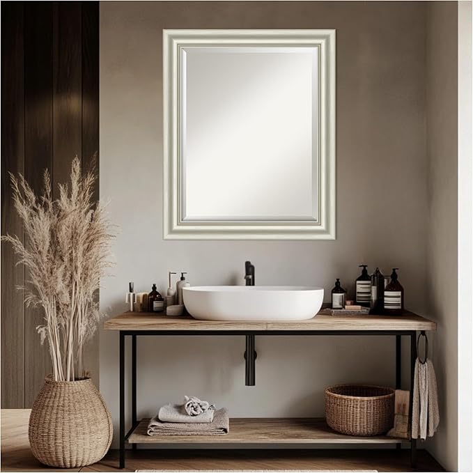 Amanti Art Bathroom Mirror for Over Sink, 28x34 Sophia Silver Rectangle Vanity - Image 4