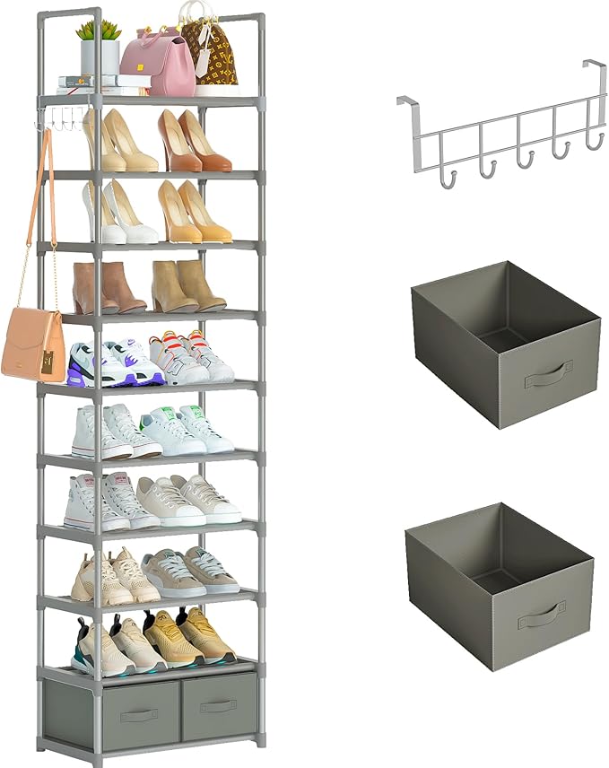 Shoe Rack, Sturdy Metal Shoes Rack Organizer, Narrow Shoe Rack, Shoe Racks by OYREL