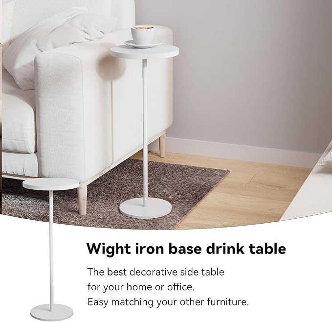 Small Side Table, Metal Round Drink Table, Desktop Diameter 9.99“ - Image 4