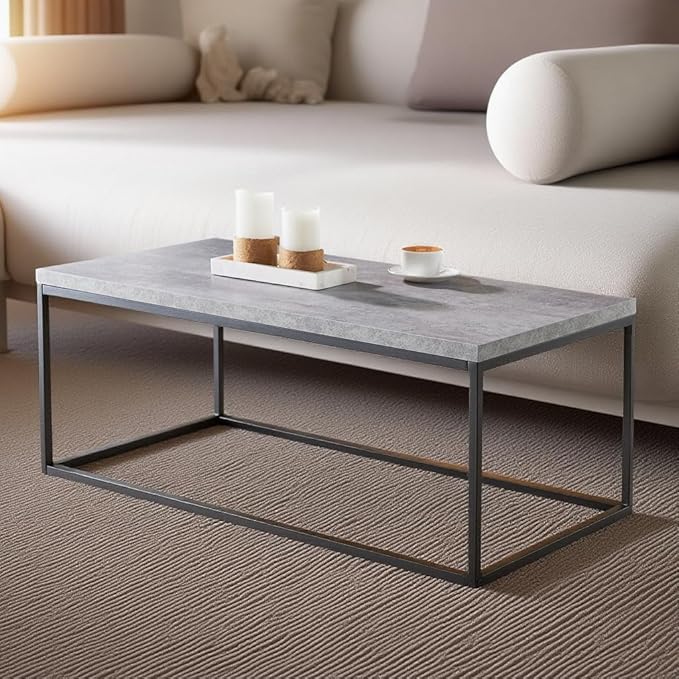 CENSI 40-Inch Concrete Accent Coffee Table Ottoman - Image 3