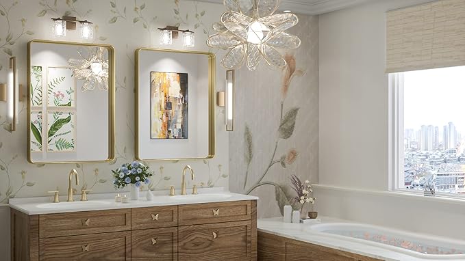 TokeShimi Bathroom Mirror for Wall 24 x 32 Inch Gold Brushed Brass Metal - Image 2