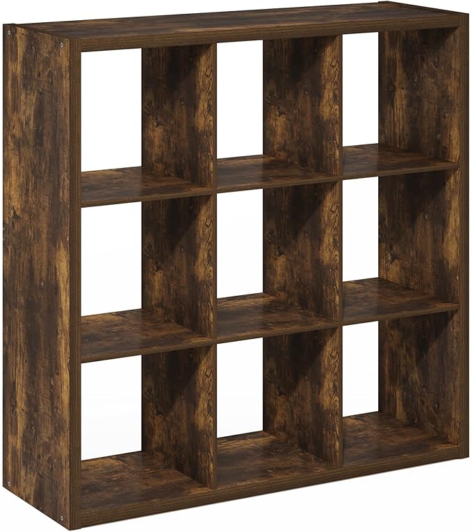 Furinno Cubicle Open Back Decorative Cube Storage Organizer, Amber Pine - Image 8