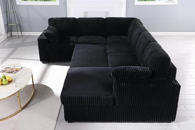 Eafurn Oversized U Shaped Convertible Sleeper Sectional Sofa w/Pull Out Couch - Image 5