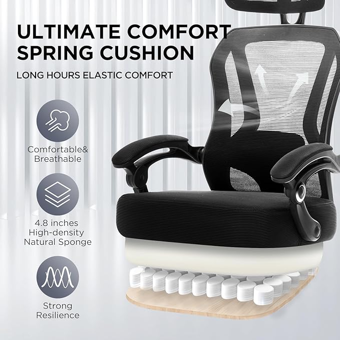 Ergonomic Office Chair with Footrest, Ultra Thick Reclining Office Desk Chair - Image 4