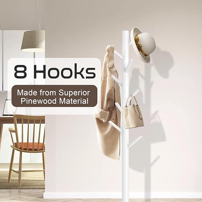 Wooden Coat Rack Stand, Freestanding Coat Rack - Image 3