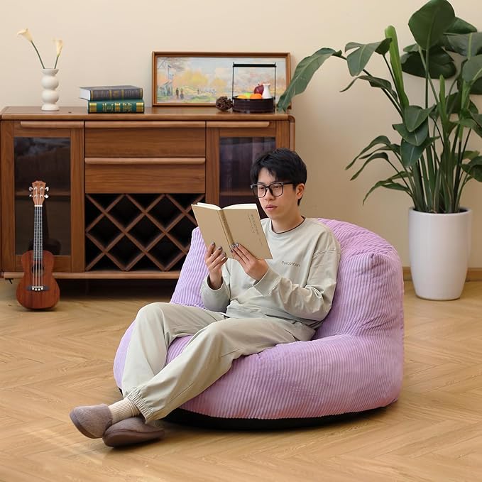 N&V Large Crescent Bean Bag Chair, Adult Size Bean Bag Sack, Foam Filling - Image 3