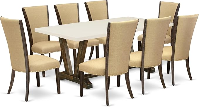 East West Furniture V727VE703-9 9 Piece Kitchen Table Set Includes a Rectangle by EastWestFurniture