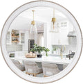 sawsile Wood Circle Mirror, Rustic Farmhouse Wall Mirror 32 inch Round Morden by sawsile