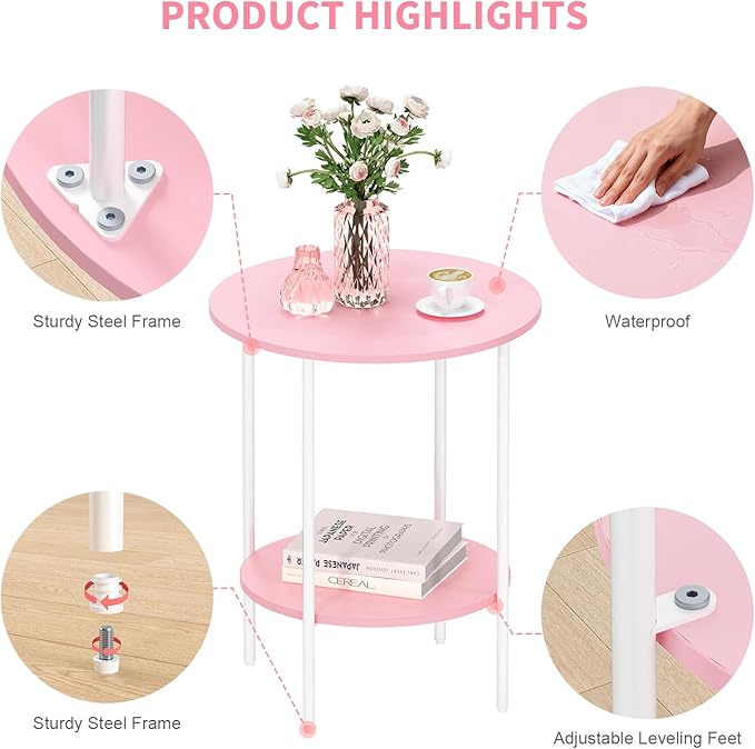 Side Table, Round End Table - Image 7