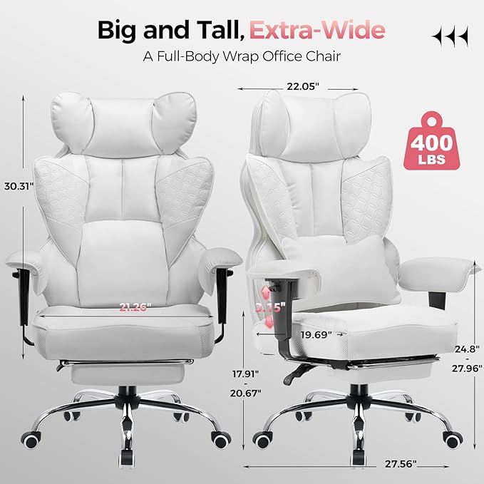 GTRACING Big and Tall Gaming Chair 400lbs Heavy Duty Office Chair - Image 2