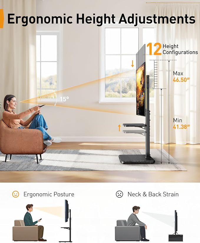 Perlegear Floor TV Stand with LED Light - Image 6