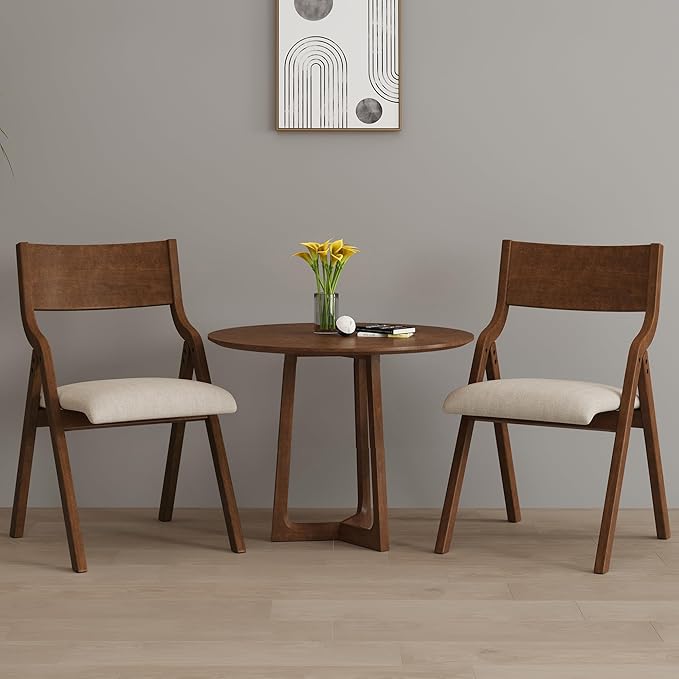 Folding Dining Chairs Set of 2, Upholstered Kitchen Chair by FAVSH