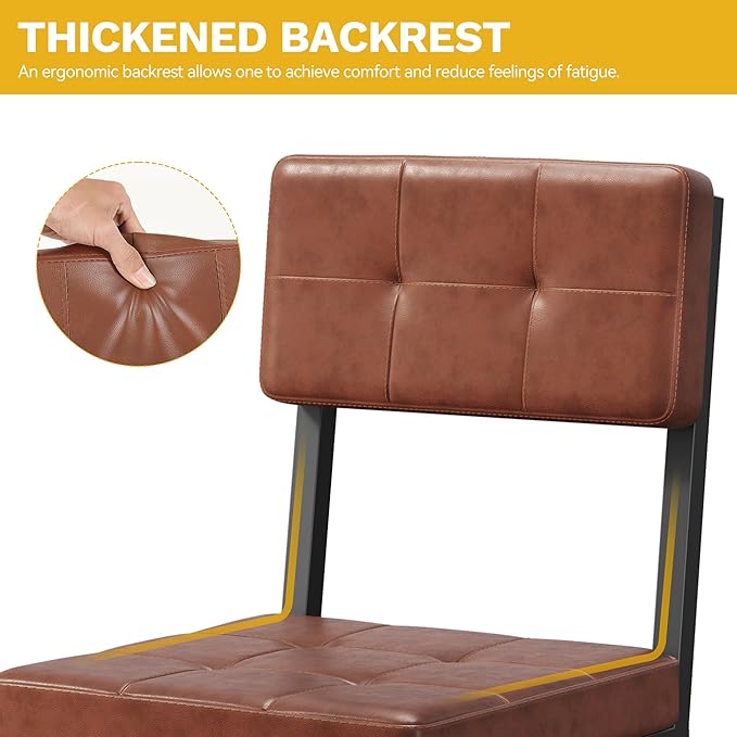 DWVO Modern Dining Chairs Set of 2 Brown Upholstered Kitchen Chairs - Image 7