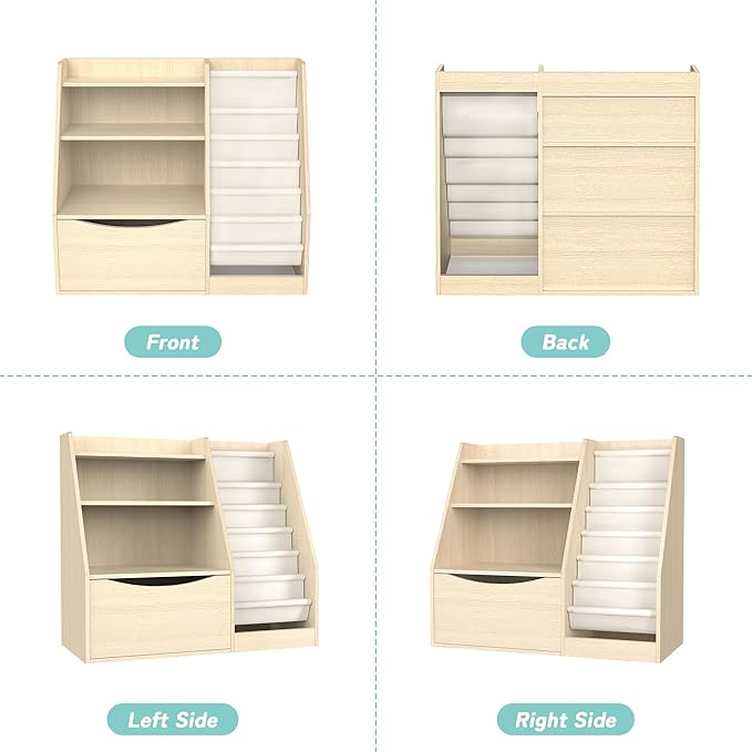 TOETOL 3 Tier Kids Bookshelf and Book Storage，6 Sling Toddler Bookshelf - Image 8