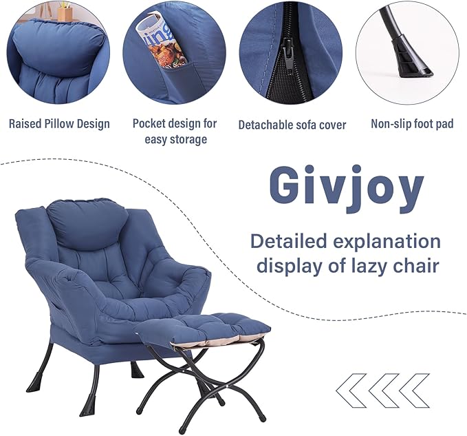 Lazy Chair and Ottoman, Large Accent Lounge Chair - Image 4