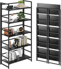 BHG Vintage Multifunctional Folding Bookshelf, No-Assembly Plant Stand Storage by BHG