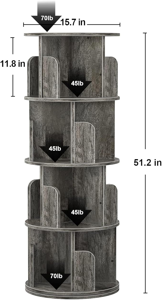 Aheaplus Rotating Bookshelf, 360 Display Corner Bookshelf - Image 3