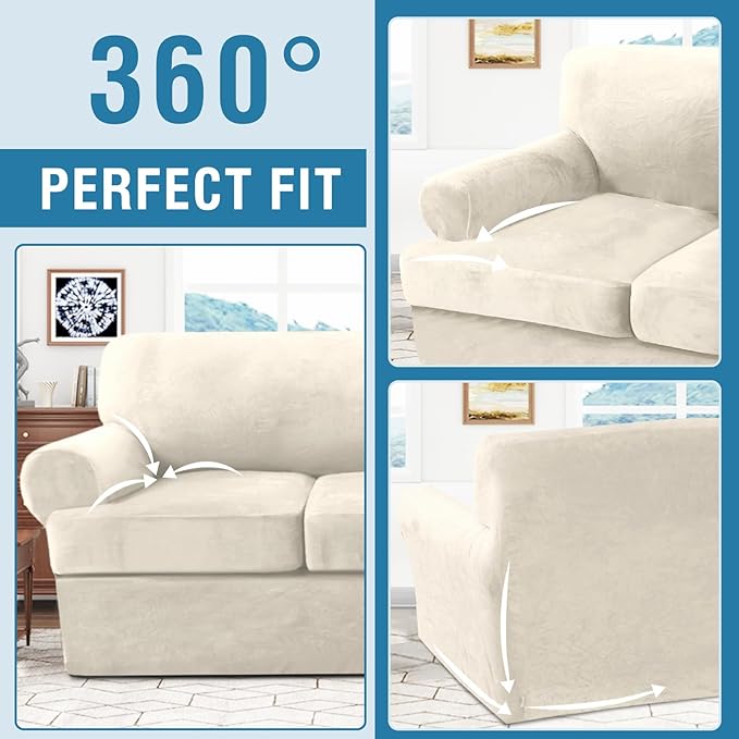 H.VERSAILTEX Sofa Cover 4 Piece T Cushion Sofa Slipcovers Couch Cover Furniture - Image 7