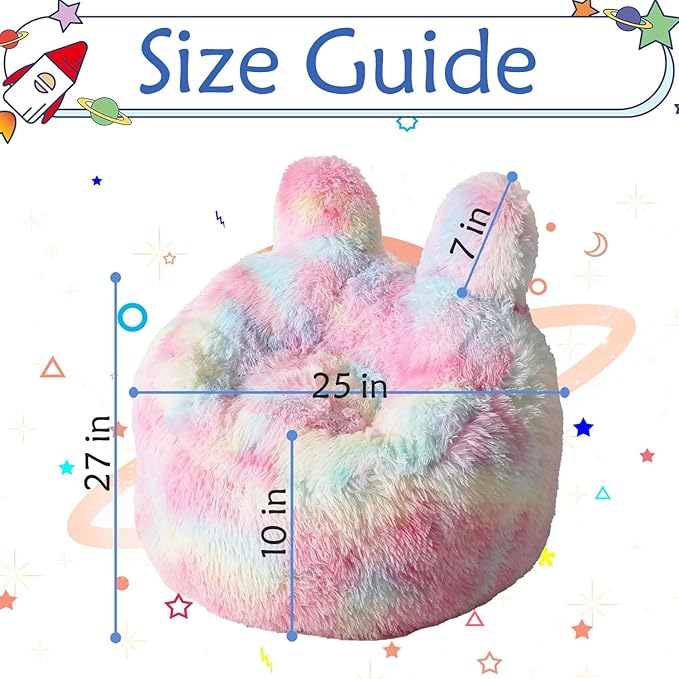 Bean Bag Chair for Kids with Plush Faux Fur Cover, 2.5FT Memory Foam Filled - Image 2