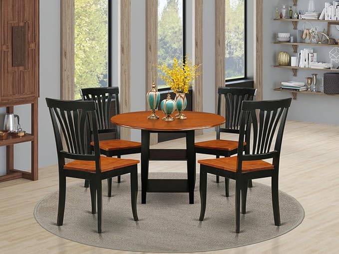 East West Furniture SUAV5-BCH-W 5 Piece Dining Room Furniture Set Includes a - Image 6