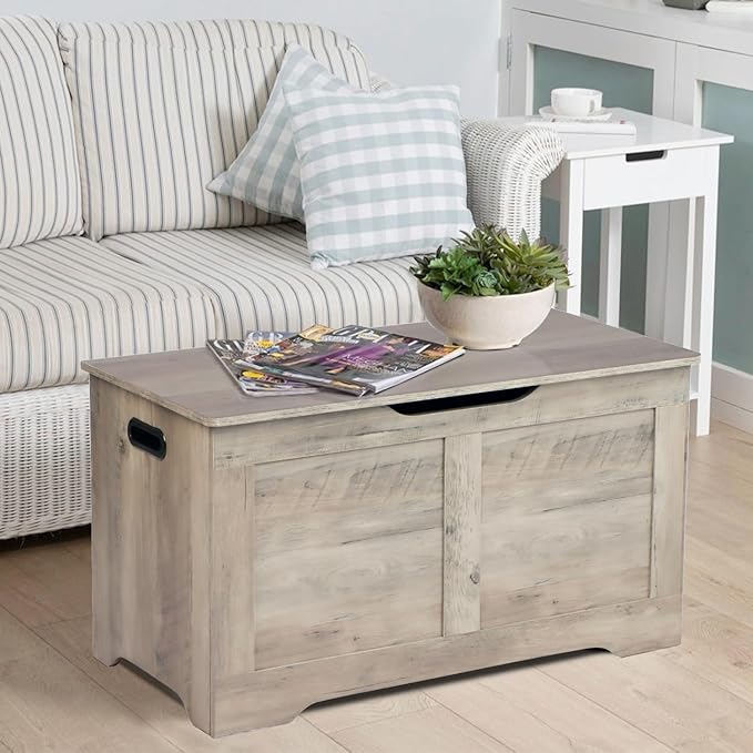 31.5" Storage Chest, Wooden Storage Bench, Lift Top Toy Chest - Image 7