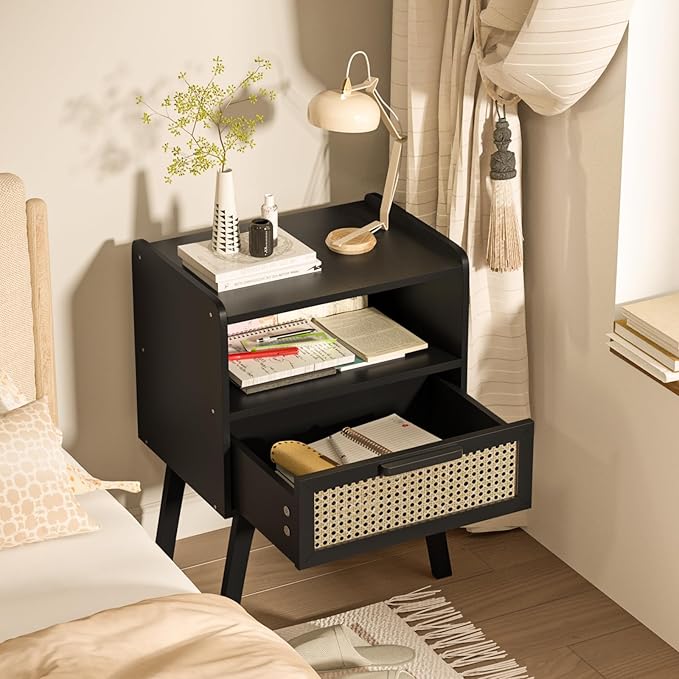 Lerliuo Rattan Nightstand, Bedside Table - Image 5