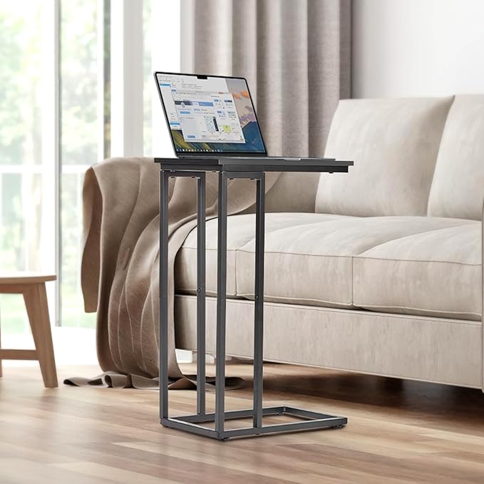 C-Shaped End Table, TV Tray Set of 2, Couch Side Laptop Desk, - Image 5