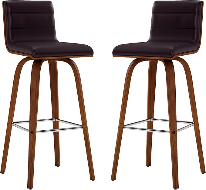 Vienna 30" Swivel Bar Stool in Walnut Wood Finish - Image 11