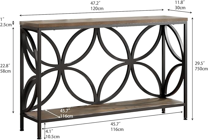 GiftGo Narrow Sofa Table 47.2 Inch, Industrial Sofa Table Behind Couch - Image 2