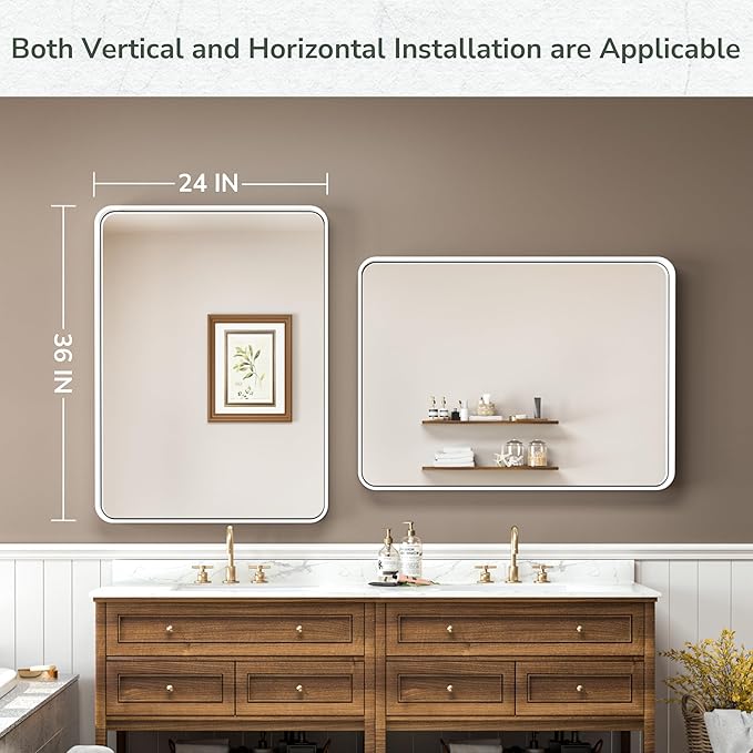 TokeShimi 24x36 Inch White Bathroom Mirror - Image 8