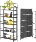 4NM No Assembly Folding Bookshelf 5 Tiers Vintage Industrial Black Book Shelf by 4NM