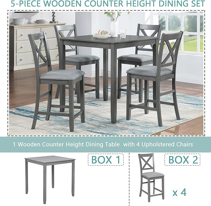 KEIKI 5-Piece Counter Height Dining Table Set - Image 7