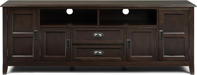 SIMPLIHOME Burlington SOLID WOOD 72 inch Wide Transitional TV Media Stand in - Image 3