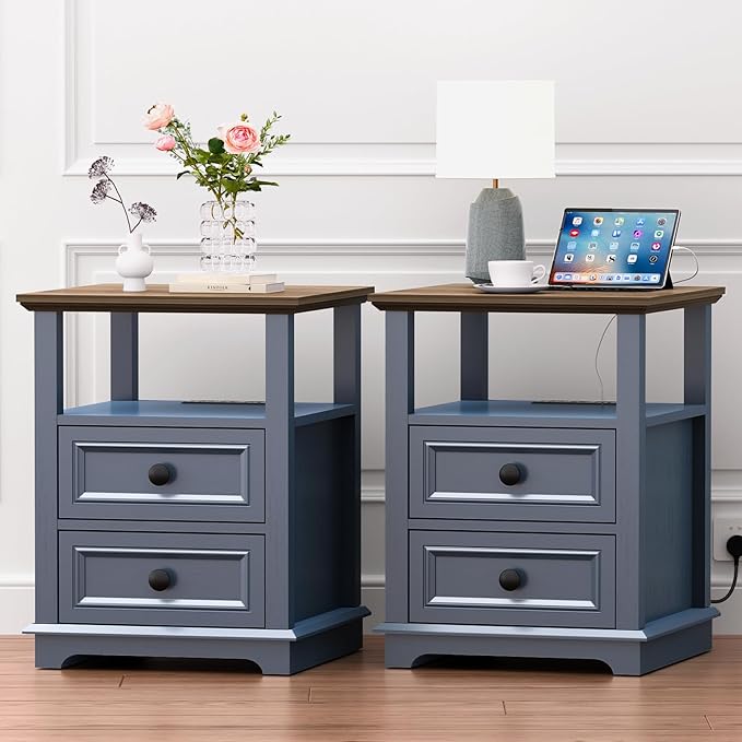 18" Wide End Table with Fast Charging Station Set of 2, 18” Wide Sofa Side - Image 7