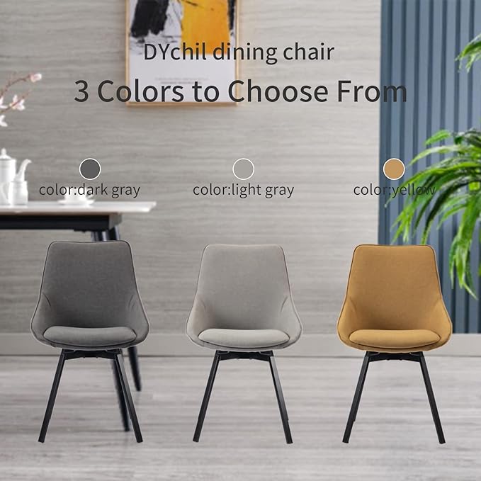 Dining Chairs Set of 2 Light Grey Living Room Chairs Fabric Upholstered Kitchen - Image 7