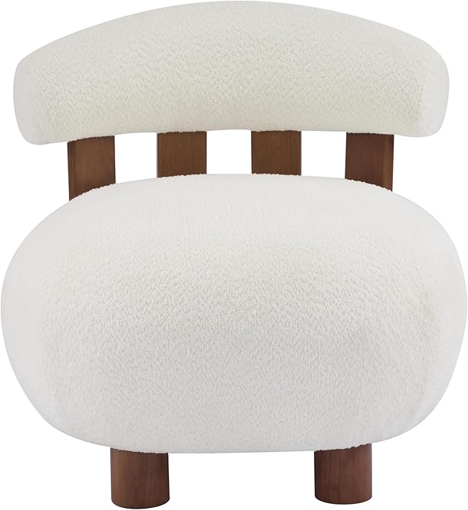 Christopher Knight Home Elvina Boucle Fabric Accent Chair, Solid Wood Single - Image 3