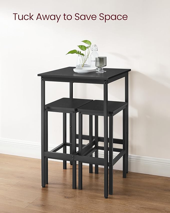 VASAGLE Bar Table and Chairs Set, Square Table - Image 5