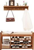 Hall Tree with Bench and Shoe Storage, Coat Rack Shoe Bench Set with Seat by PETKABOO