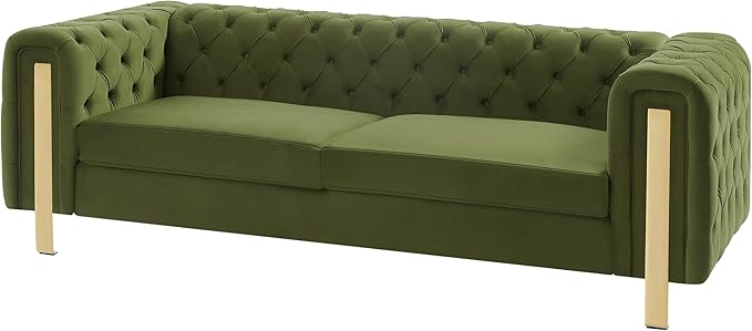 Merax Comfy 3-seat Sofa with Tufted Back and Arm and Gold Iron Legs, Modern - Image 4