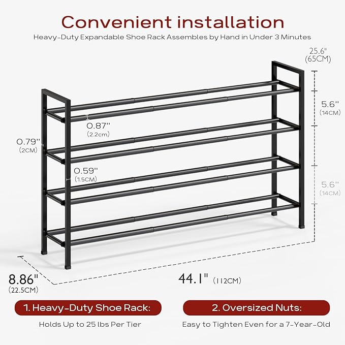 Bumusty 4-Tier Long Expandable Shoe Rack - Image 2