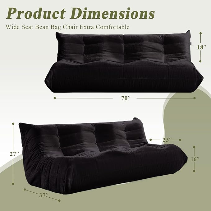 Bean Bag Chair, 3 Seater Fireside Chair Large Bean Bag Sofa - Image 2