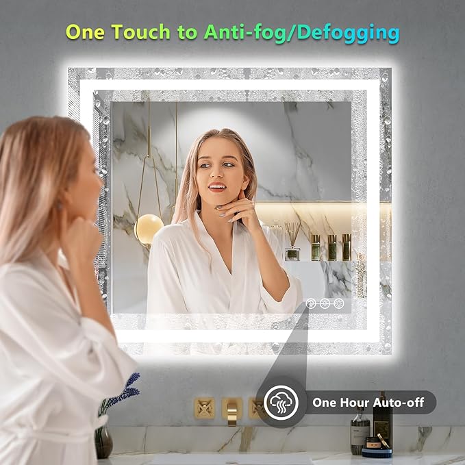 32x36 Inch RGB LED Bathroom Mirror Front Light and RGB Backlit Lighted Vanity - Image 5