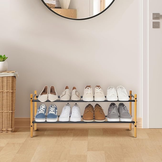 STORAGE MANIAC Expandable Shoe Rack, 8 Pairs Stackable Small Shoe Rack - Image 7