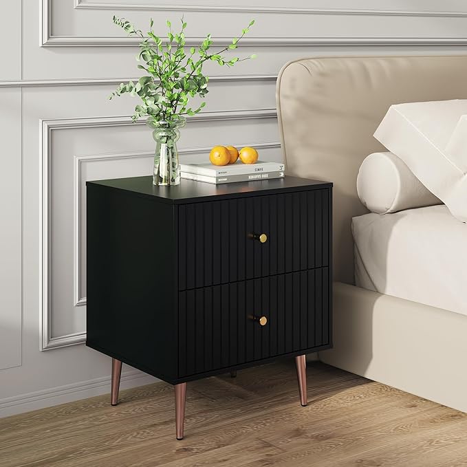 Black Night Stand Set 2, Modern Bedside Table - Image 7