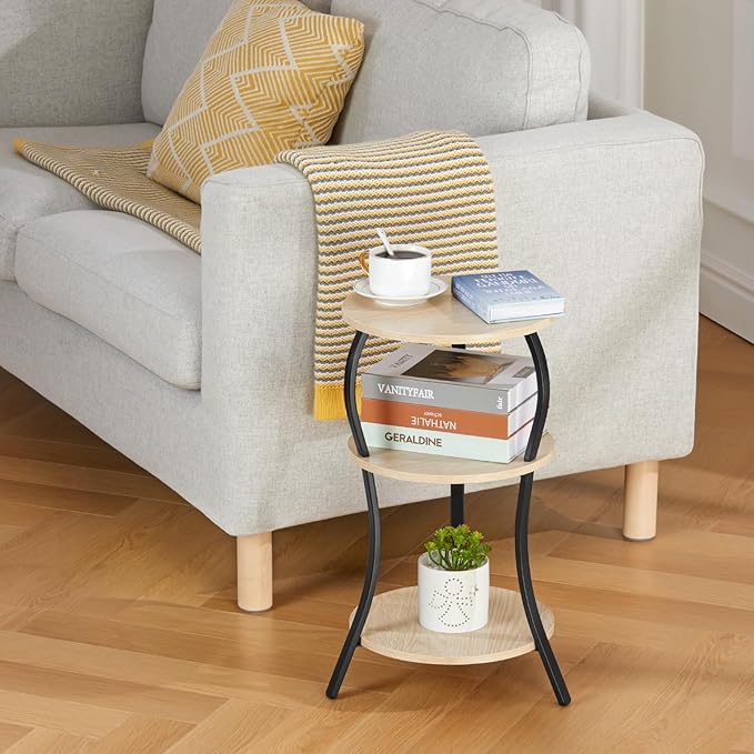 Vintage Small Round Side Table, 3-Tier Slim Waist Circular End Table - Image 4