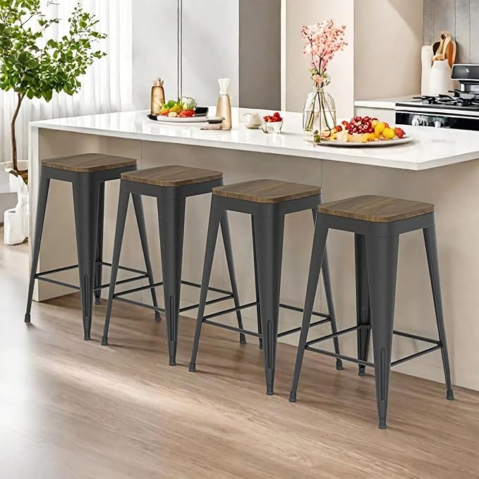30 inch Backless Bar Stools Set of 4, Indoor Metal Bar Stools - Image 9