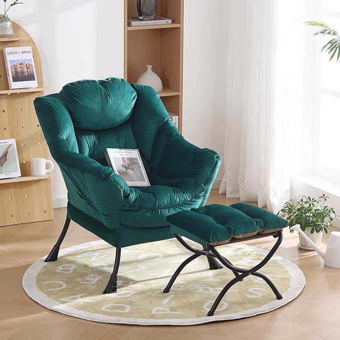 Oversized Chair with Ottoman, Modern Chair with Folding Footrest, Lounge Accent - Image 8