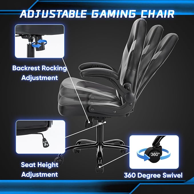 OLIXIS Big and Tall Office Desk Leather Gaming Computer Chair - Image 6