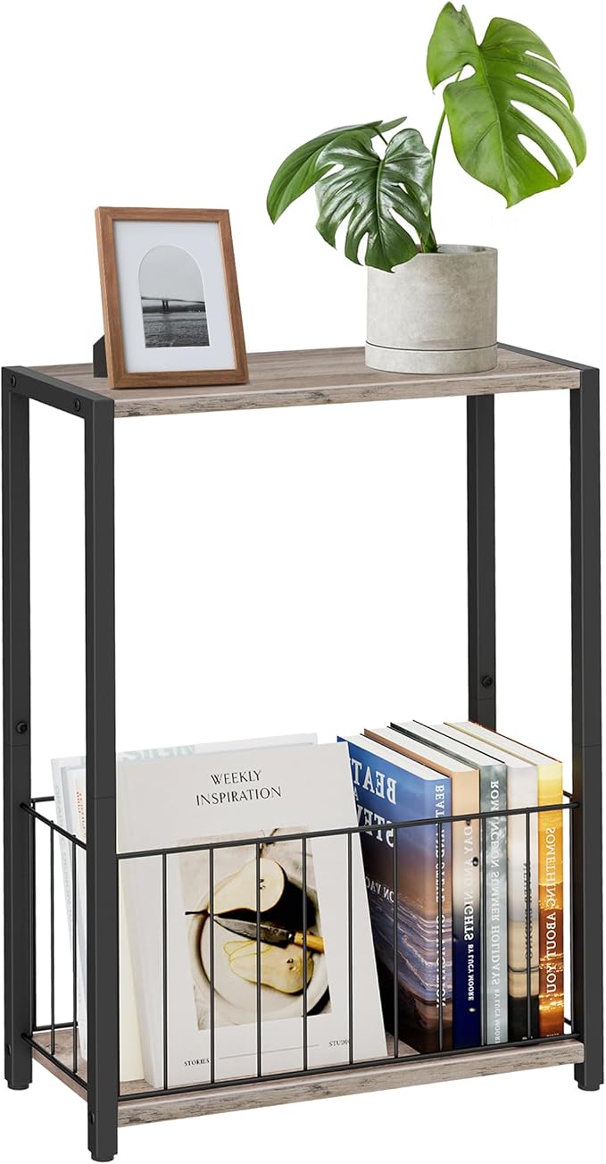 Narrow Side Table with Magazine Holder, Skinny End Table Perfect - Image 9