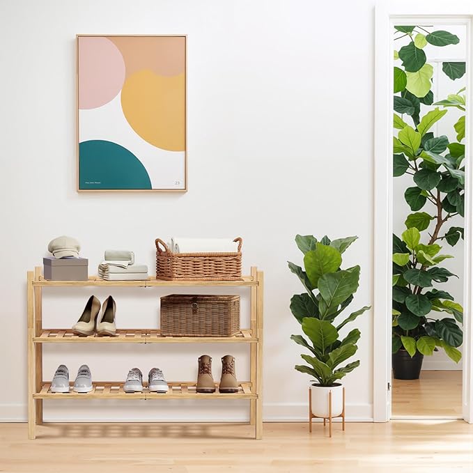 Haddockway 3 Tier Bamboo Shoe Rack Storage Organizer, Small Space 27"x11"x20" - Image 2